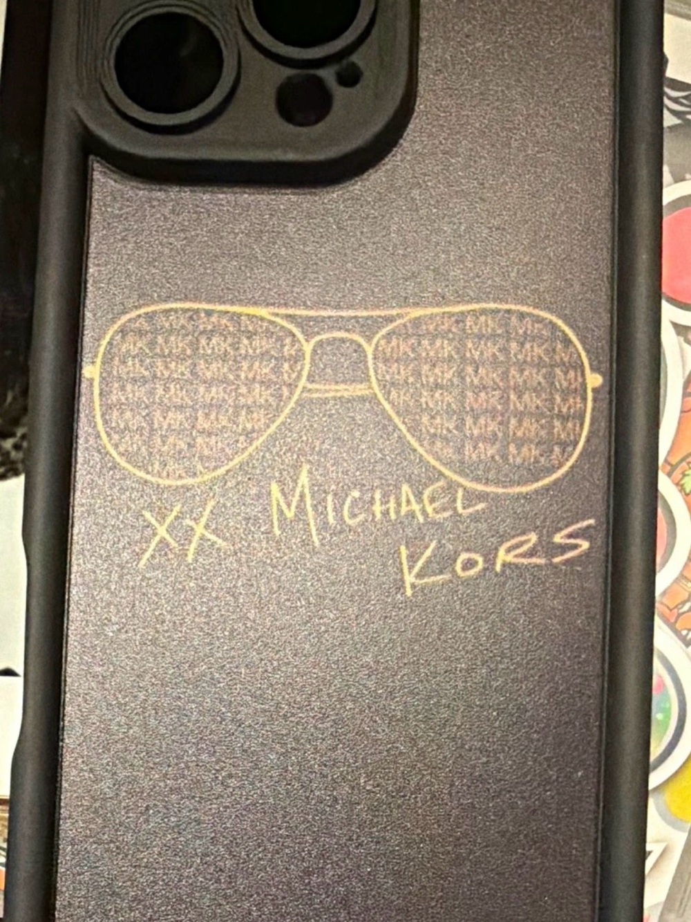 Michael Kors Purple Phone Case with Gold Sunglass Graphic